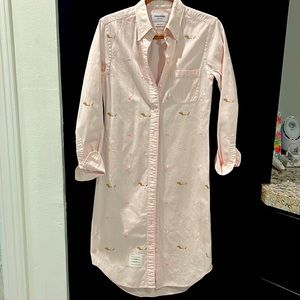 Thom Browne Light Pink Embroidered Shirt Dress